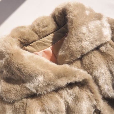 70s "Sears" beige faux fur coat