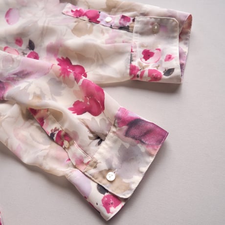 "CHAPS" semi sheer floral blouse