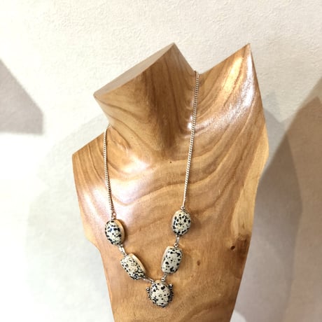 vintage dalmatian jasper stone silver925 necklace