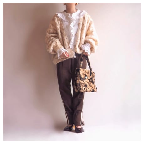 vintage nep yarn fuzzy cable cardigan