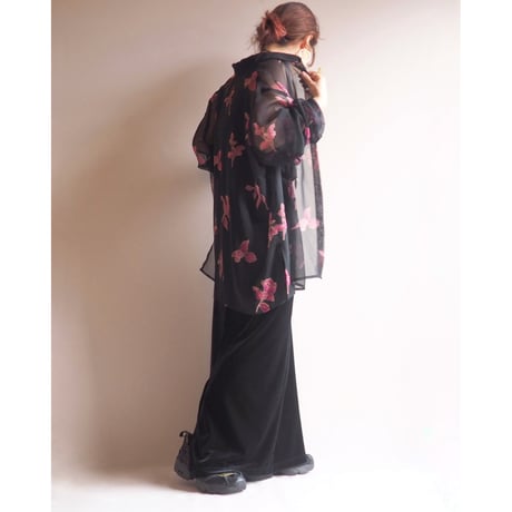 "notations" black velours maxi skirt