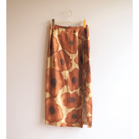 abstract print linen maxi skirt