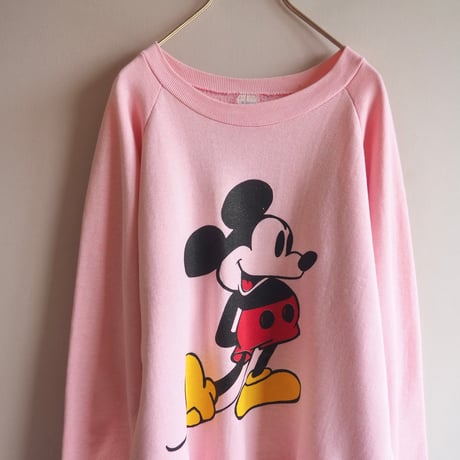80〜90s mickey print sweatshirt  (pink)