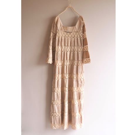 70s mexican crochet maxi dress