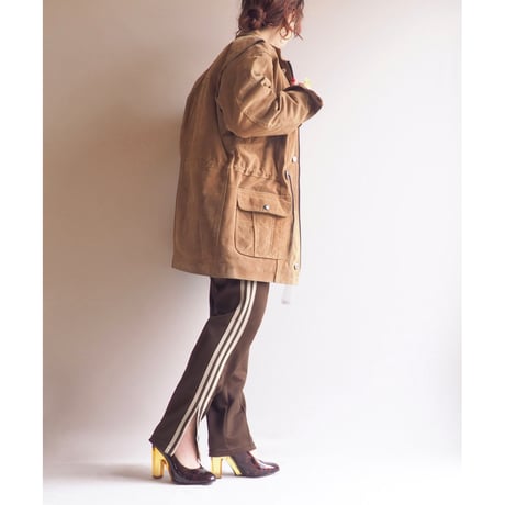 made in Australia drawstring suede × quilted jacket