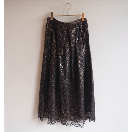80s "Janet Maffei" lace flare maxi skirt