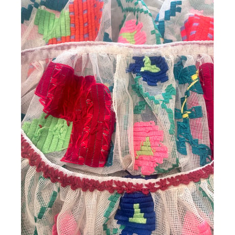 60〜70s romanian sheer embroidered blouse