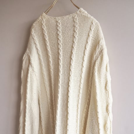 vintage leaf pattern oversized knit cardigan