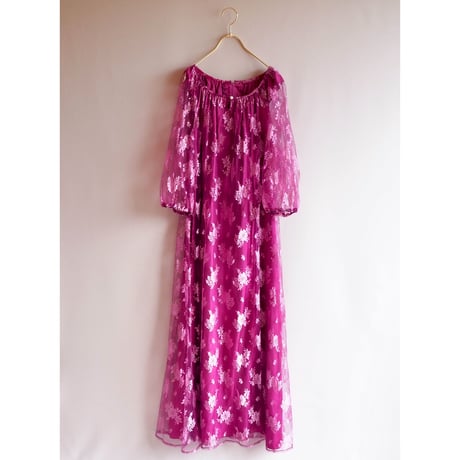 80s purple tulle lace maxi dress