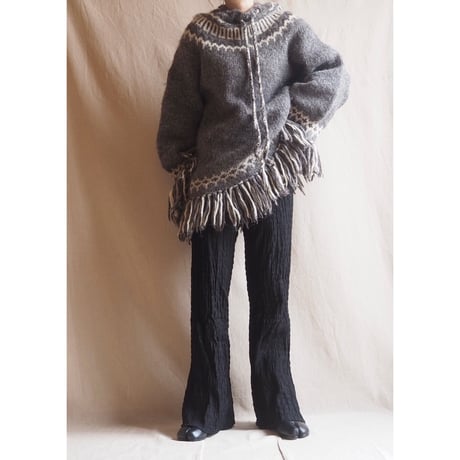 vintage wool nordic fringe sweater