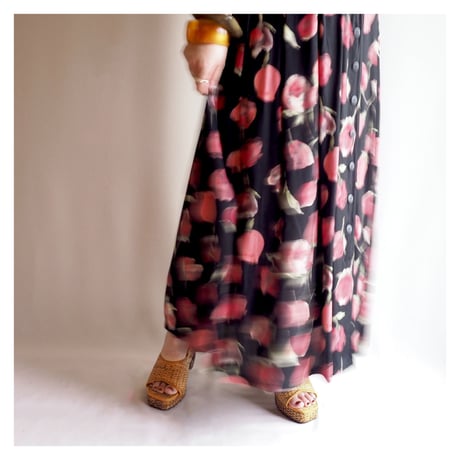 90s tulip print maxi dress