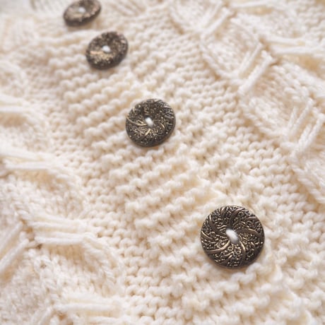 vintage popcorn design knit cardigan