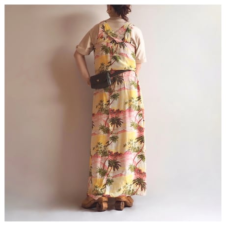 80s "Carol Anderson" tropical sleeveless maxi dress