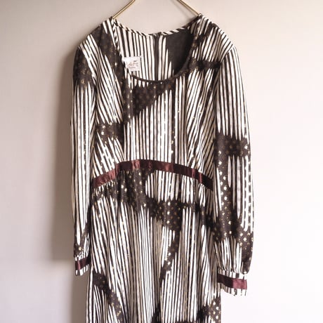 70s "Leslie fay" metallic abstract maxi dress