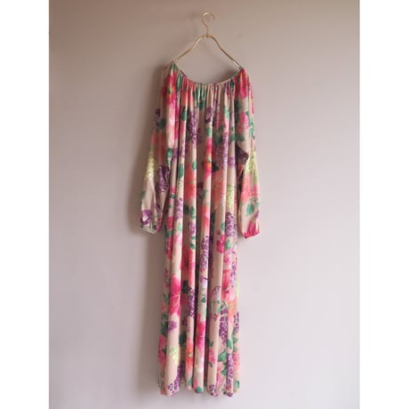 70s〜 floral house maxi dress