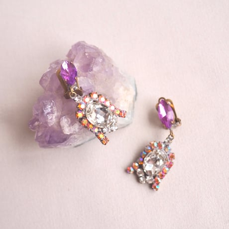 vintage czech rhinestone earrings(A)