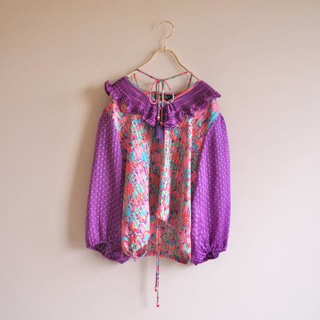 80s "Diane Freis" floral ruffle blouse (PU)