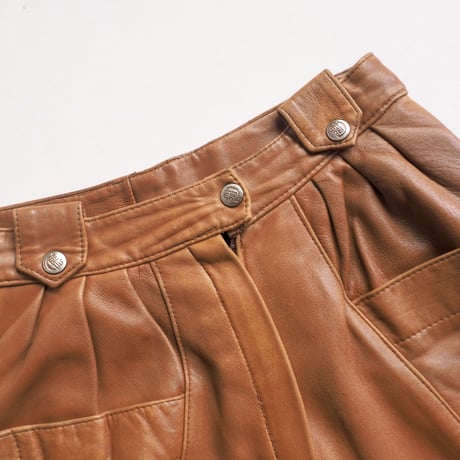 vintage camel leather tapered pants