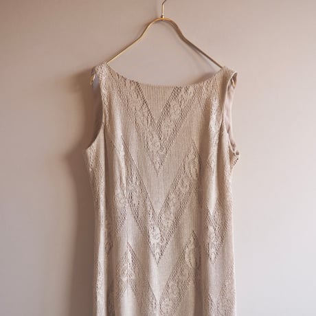 "Nuit" metallic crochet fringe sleeveless maxi dress