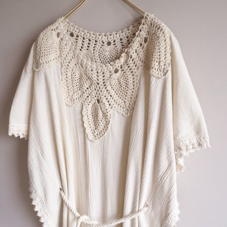 70s crochet kaftan maxi dress