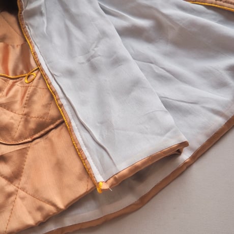 50〜60s chinese embroidered quilt jacket (gold×khaki)