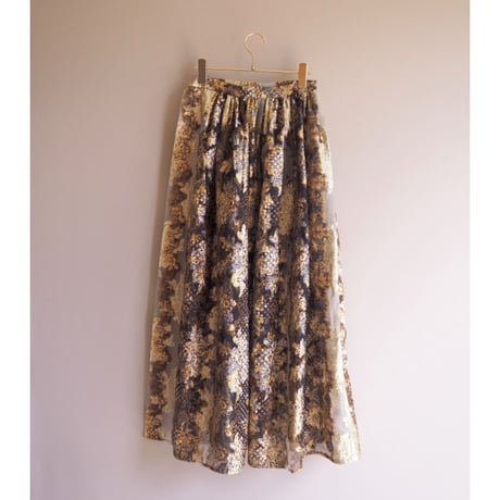 70s floral metallic wrap maxi skirt