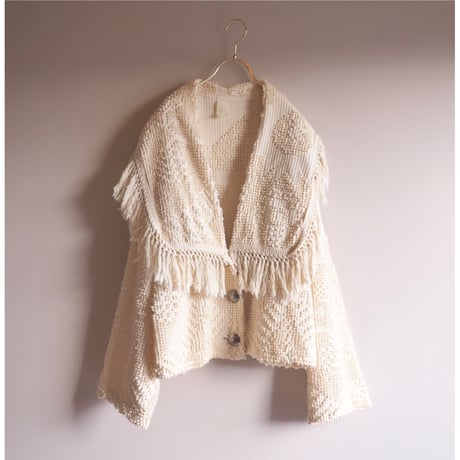 vintage big collar fringe chenille jacket