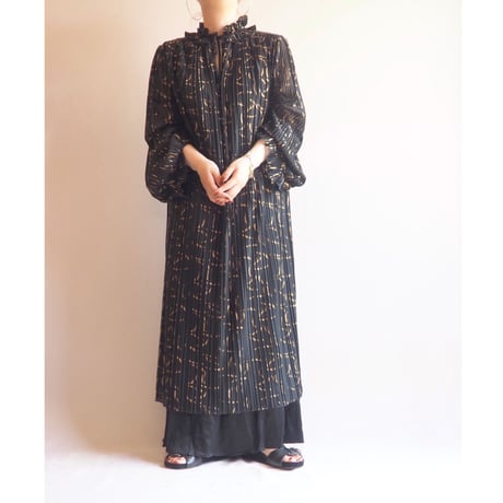 vintage ruffle pleated midi dress