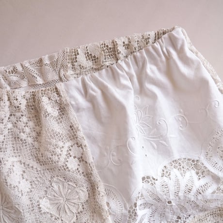 original remake lace patchwork maxi skirt (WH)