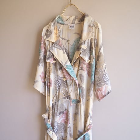 vintage floral semi sheer shirts maxi dress