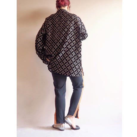 vintage abstract velvet × sheer blouse