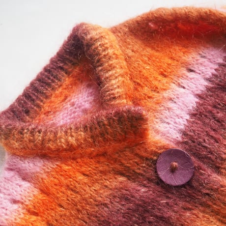 vintage warm color fuzzy long cardigan