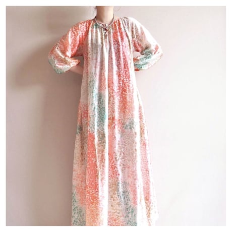 70s abstract gather house maxi dress