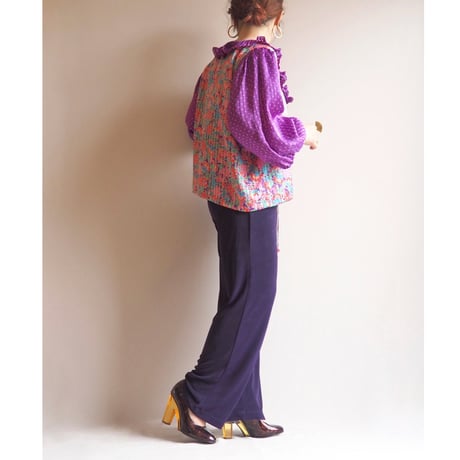 80s "Diane Freis" floral ruffle blouse (PU)