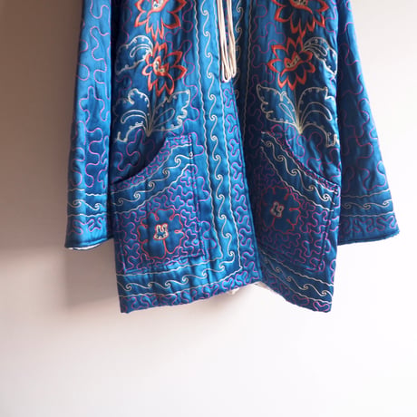 50〜60s chinese embroidered quilt jacket (blue)