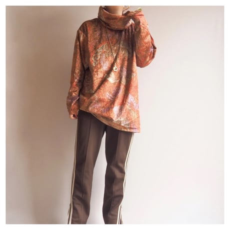 90s abstract turtleneck velours tops