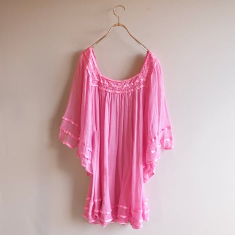 vintage Greece pink gauze blouse