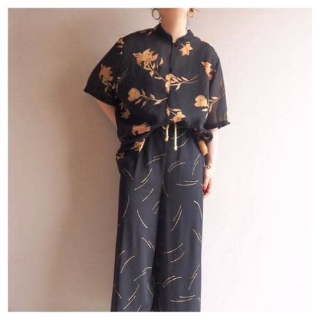 "Jean Claire" sheer floral blouse
