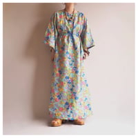 60〜70s quilted floral house maxi dress