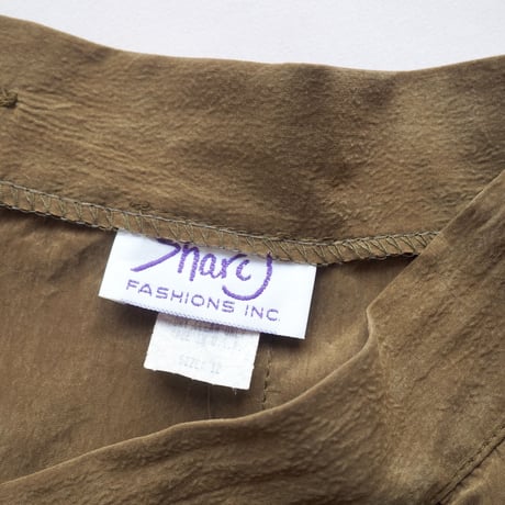made in USA rayon olive set up (blouse & skirt)