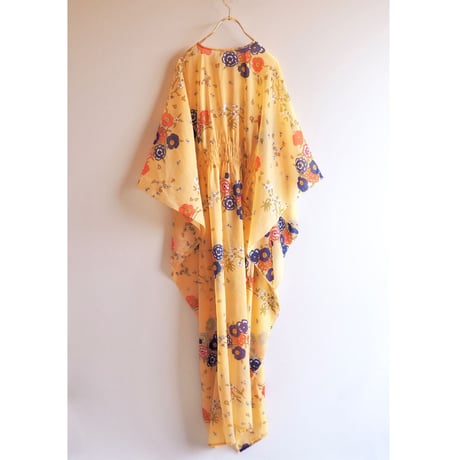 70s floral sheer kaftan dress