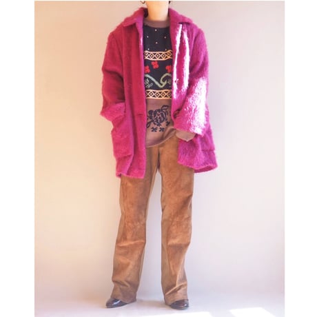 vintage wool mohair magenta coat