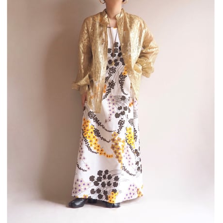 60〜70s "Lady Winn of California by Teddi" gold lace blouse