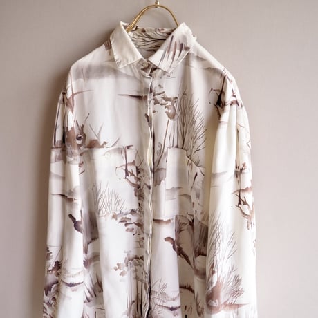 vintage ink painting blouse