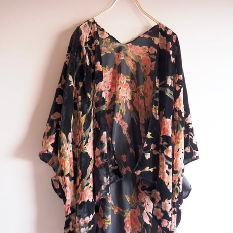 vintage floral velvet burnout robe