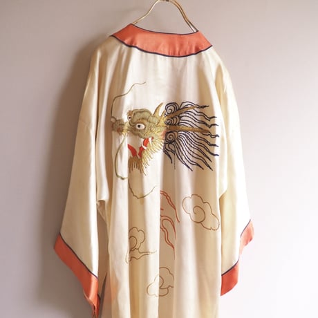 40s dragon embroidered silk robe