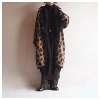 80s "Alexa Grace" mohair fringe leopard knit coat