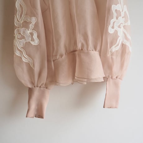 vintage embroidered sheer blouse