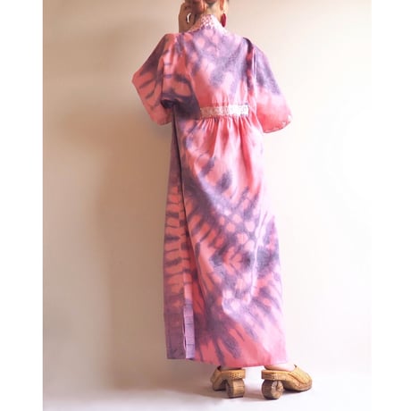 vintage embroidered  tie dyed kaftan dress