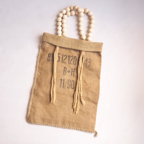 German Army remake wood beads × jute bag